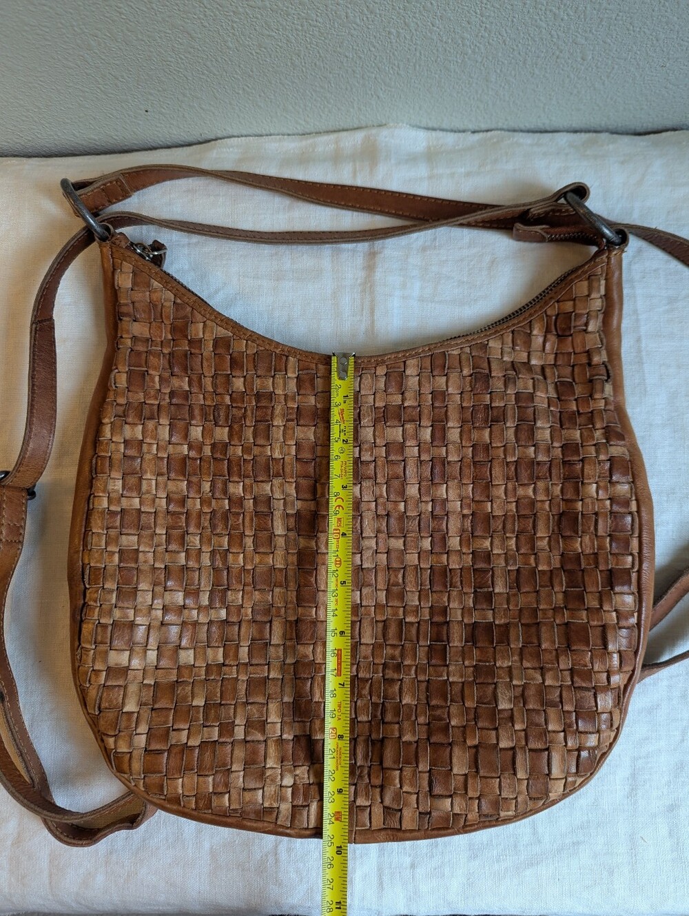 Vilenca Holland Anthropologie Woven Leather Backpack Bag Purse Patina Travel - Picture 13 of 14